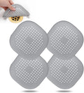 Bovinde Hair Drain Catcher,Square Cover for Shower 4 Pack (Aluminium Grey) | Drainer Cover Silicone Hair Stopper with Suction Cups,Protector Accessories,Easy to Install Suit for Bathroom,Bathtub,Sink