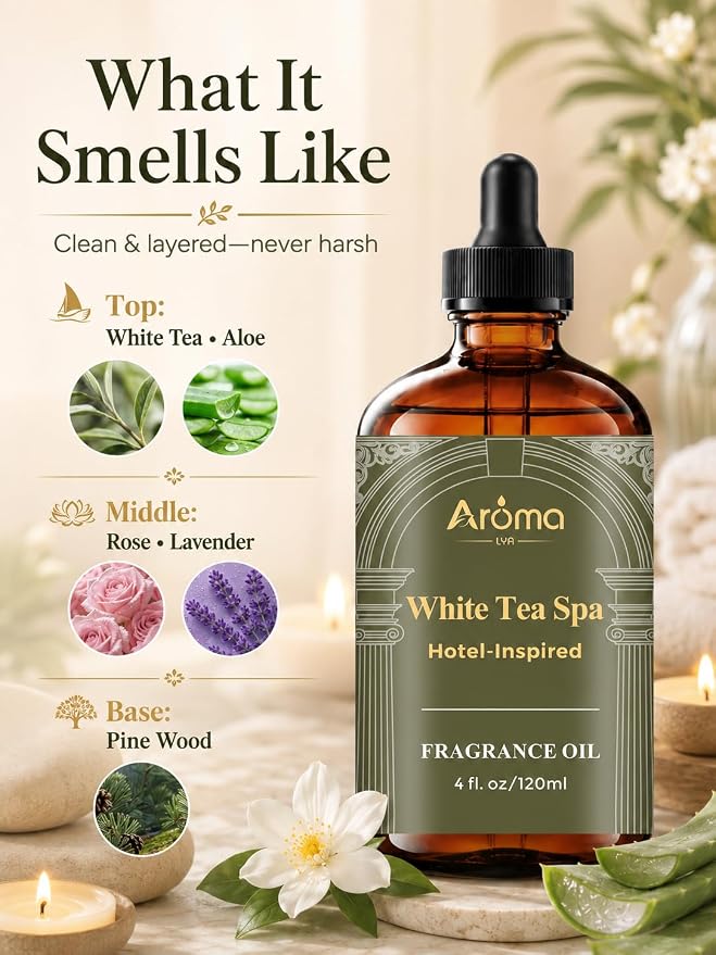 Hotel Collection Diffuser Oil - White Tea Spa | Luxury White Tea Hotel Scent With a Rich Aroma and Long-Lasting Scent