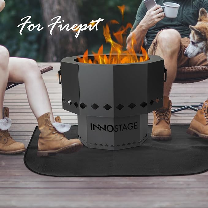 INNO STAGE Fireplace Rugs Blanket Fire Resistant 20 X 40 X 0.04 Inch | D Shape, Fire-proof Hearth Mat Carpet, Protector in Front of Stove, Decks, Indoor, Outdoor, Fire Pit, Grill&Floor
