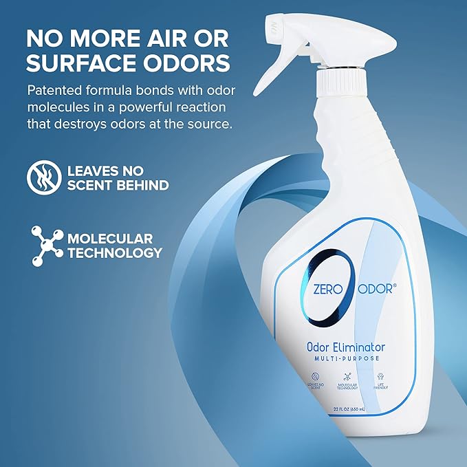 Zero Odor - Multi-Purpose Strong Odor Eliminator for Home, Office, Car, Bathroom, Hotel, Room Deodorizer, and Odor Neutralizer, 22Oz