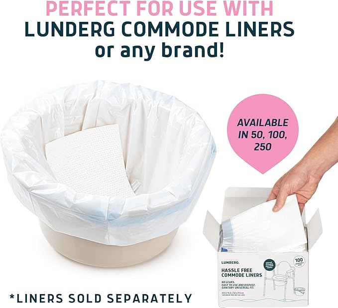 Lunderg Rose Scented Super Absorbent Commode Pads - Medical Grade Value Pack 250 Count - for Disposable Bedside Commode Liners, Adult Chairs, Portable Buckets & Camping Toilet Bags - Light Scent