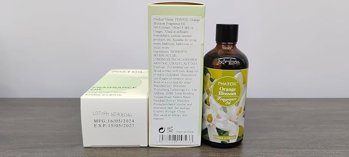 PHATOIL 3.38FL.OZ Orange Blossom Fragrance Oils for Aromatherapy, Essential Oils for Diffusers for Home, Perfect for Diffuser, DIY Candle and Soap Making, DIY Scented Products - 100ml | Long Lasting Scented Oils For Humidifier, Air Freshener, DIY Soap ...