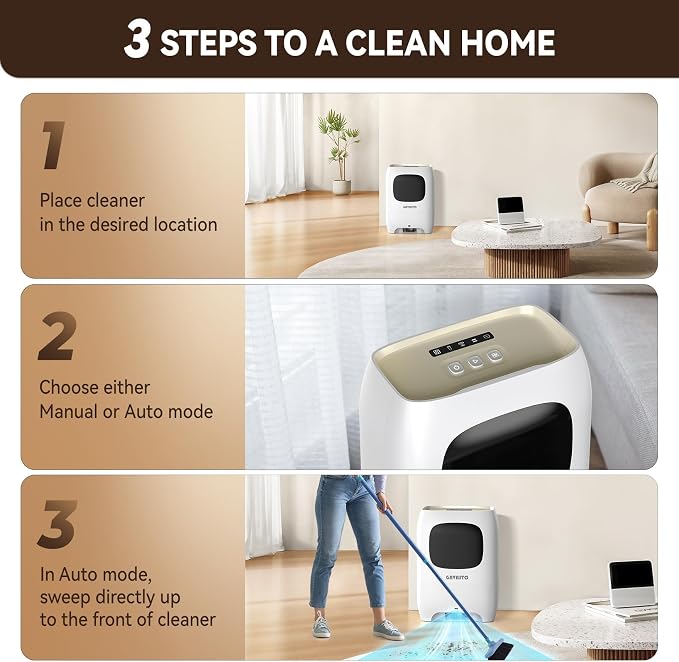 GAVASTO Pro Touchless Vacuum Automatic Dustpan - Ultra Fast & Powerful - Great for Sweeping Salon Pet Hair Food Dirt Kitchen, Canister Vacuum Cleaner Trash Can, Bagless, Auto Sensors, 1500 Watt-White