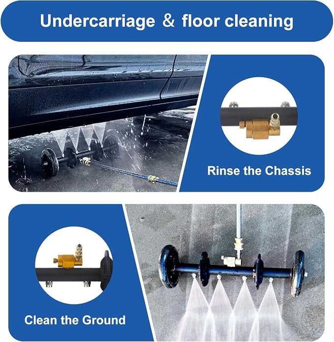 Undercarriage Cleaner Water Broom Pressure Washer Attachment, 16 Inches Undercarriage Washer, Pressure Washer Underbody Cleaner 4 Extension Wands 4 nozzles DUS3202