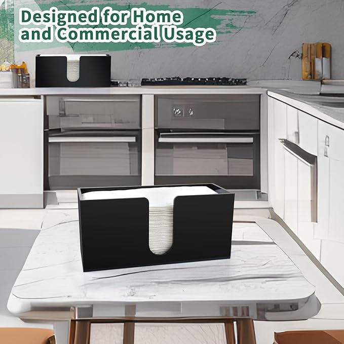 2Pack Paper Towel Holder Countertop, Black Acrylic Napkin Dispenser, Multifold Paper Towel Dispenser for Z-fold C-fold MultiFold Trifold-Bathroom Toilet Kitchen Restaurant