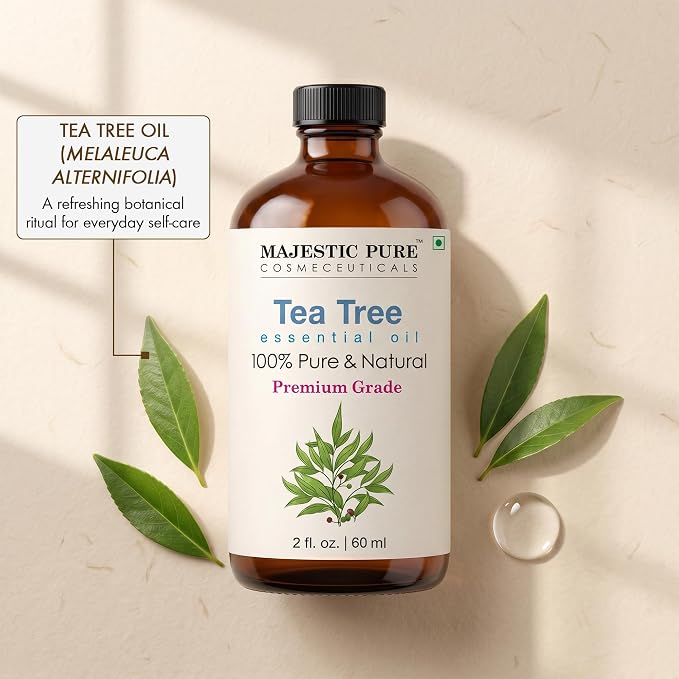 Majestic Pure Tea Tree Essential Oil for Diffuser - 2 Fl Oz | 100% Pure & Natural Ideal for diffuser use, aromatherapy, massage, soap making, candle making home fragrance