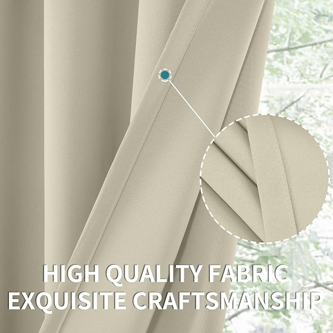 BGment Rod Pocket Blackout Curtains for Bedroom - Thermal Insulated Room Darkening Curtain for Living Room, Light Camel, 42 x 72 Inch, 2 Panels