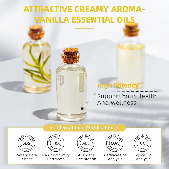 HIQILI Vanilla Essential Oil Bulk, Strong Scent for Candle Soap Making | Fragrance for Diffuser, Perfume, SPA, Making Spray, Skin Care, Add to Shampoo, Body Lotion - 1000 mL / 32 fl oz