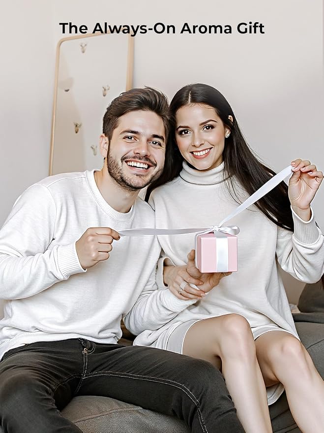 Waterless Essential Oil Diffuser: 𝟗-𝐂𝐨𝐥𝐨𝐫 𝐋𝐄𝐃 Snow White | Portable Scent Diffuser - No Water No Heat For Pure Aroma - 48H Battery 3 Mist Levels & 4 Timers for Car Office