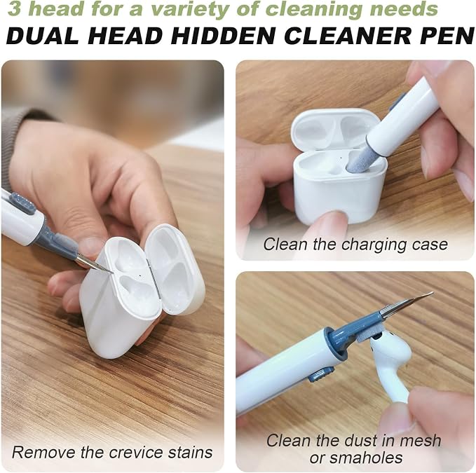 for AirPods Case Cover, Come with Cleaner Kit, Soft Silicone Protective Cover with Buckle, Compatible with Apple AirPods 2nd 1st Generation Charging Case, Front LED Visible, Matcha Green
