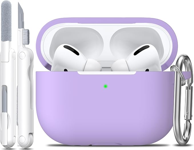 R-fun for AirPods Pro 2 Case, Soft Silicone Protective Cover with Keychain and Cleaning Pen, Compatible with AirPods Pro 2nd/1st Generation, Supports Wireless Charging, Banana Violet