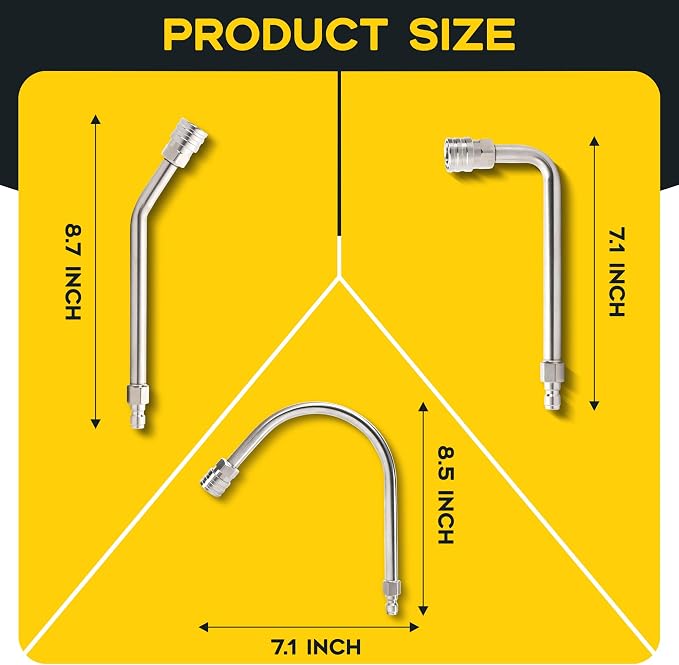 Pressure Washer Extension Wand with Gutter Cleaner Attachment, 30° 90° 120° Curved Rods, 1/4" Quick Connect Power Washer Lance, 4000 PSI