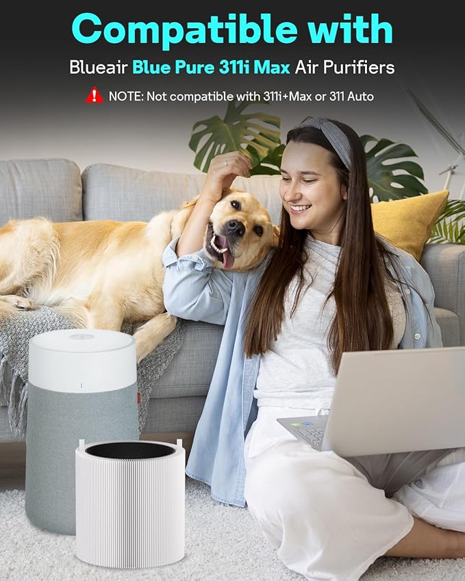 Leemone 2 Pack Blue Pure SmokeBlock 311i Max Replacement Filter Compatible with Blue Pure 311i Max Air Purifier，Activated Carbon Filter