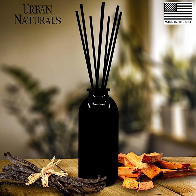 Reed Diffuser Set, Smoked Vanilla - Bathroom Shelf Décor | Vanilla Bean, Sandalwood & Leather, Made in the USA