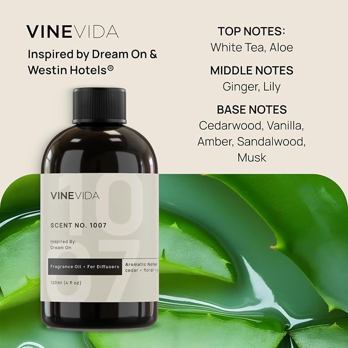 VINEVIDA Studio Waterless Diffuser and 3 Hotel Fragrance Oils - Essential Oil Diffuser for Home - Room Fragrance Air Diffuser [White Aroma Diffuser]