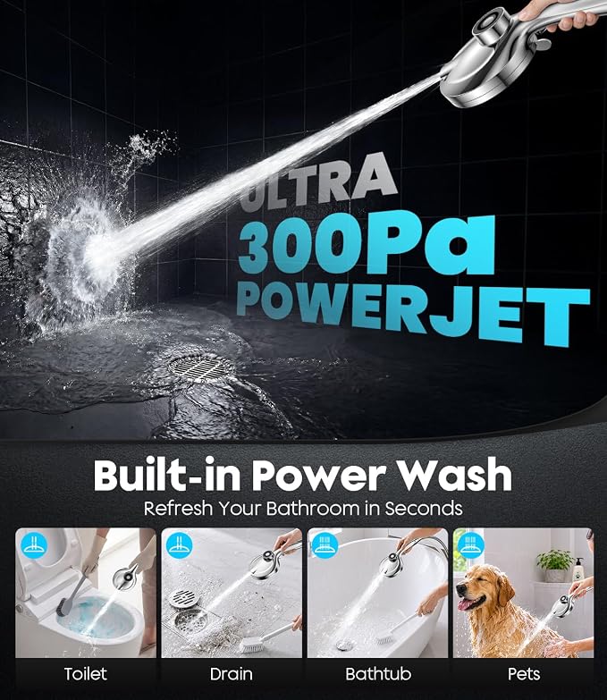 Shower Head with Handheld JOMST- Filtered High Pressure 10 Spray Modes, Built-in Power Wash for Pets&Tile, Magnetic Adjustable Bracket, Anti-Clog Nozzles, Water Softener Removes Chlorine&Hard Water