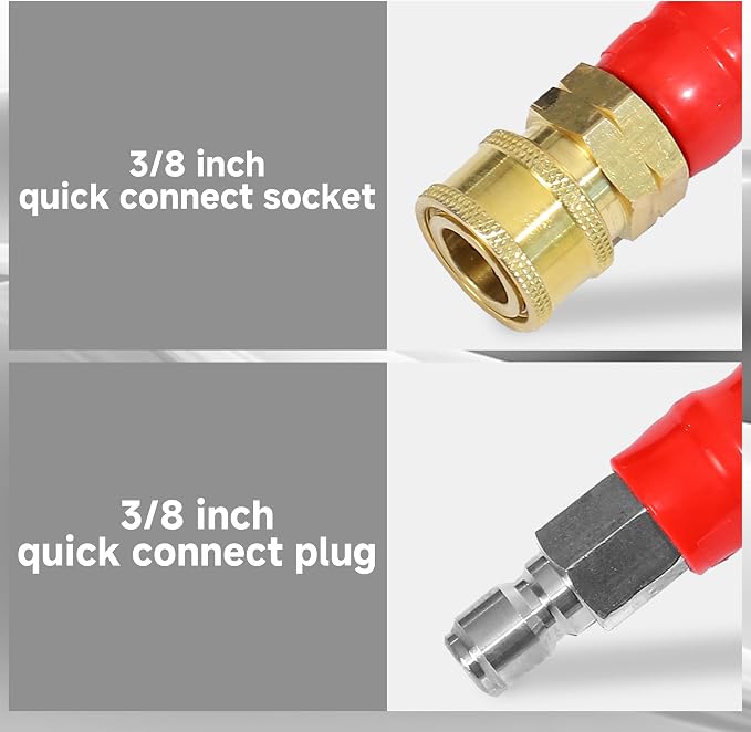 RIDGE WASHER Pressure Washer Hose 25 Ft, 4000 PSI, M22 14 mm Fitting | Power Washer Hose with 3/8 Inch Quick Connect for Hot and Cold Water, Gray Non Marking Hoses