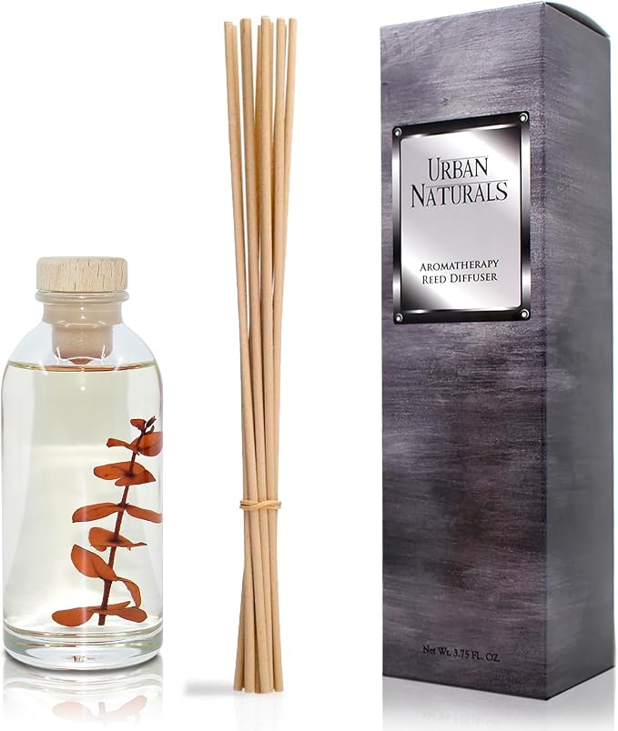 Reed Diffuser Set, Bay Rum & Sandalwood - Bathroom Décor | Powdery Bay Rum, Earthy Patchouli & Musk, A bold, spicy, Masculine scent