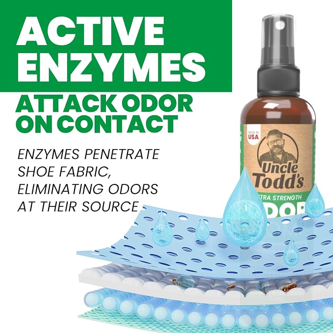 Uncle Todd's Shoe Deodorizer Spray 8oz - Proven & Powerful Enzyme Formula Spray for Shoe Odor Elimination in All Footwear (Mountain Fresh)