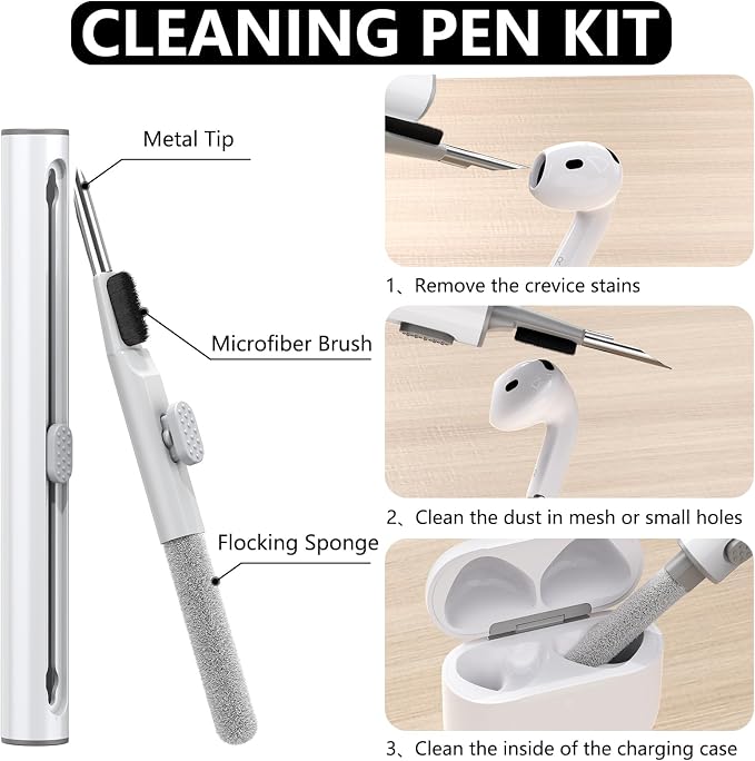 Ljusmicker for AirPods 4 Case 2024 with Cleaner Kit,Soft Silicone Protective Cover for Apple AirPods 4th Generation Cases for Women Men,for AirPod 4 Case Accessories with Keychain-Brown