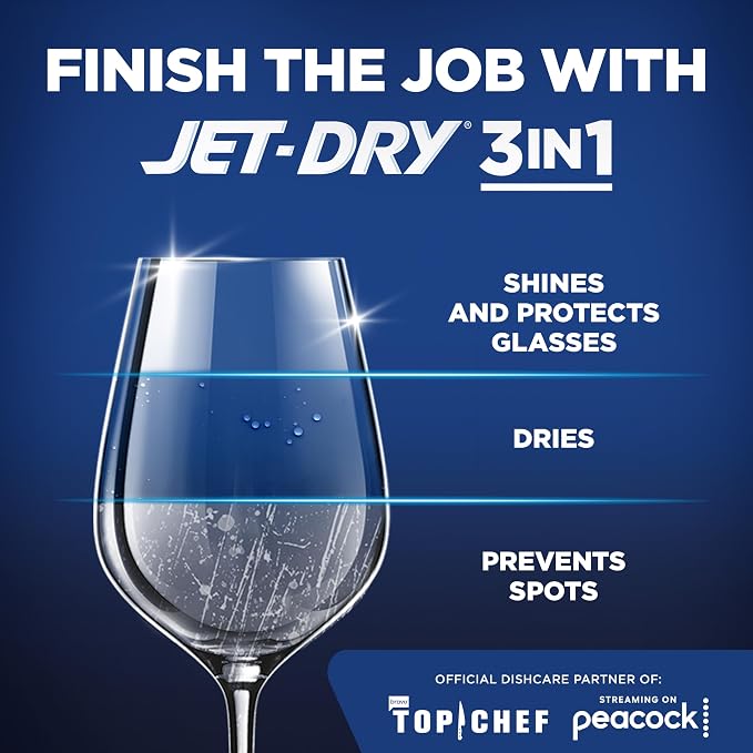 Finish Jet-Dry Dishwasher Rinse Aid, Compatible with Dishwasher Detergent, Prevents Spots & Residues, Dries, Shine & Protects, 32 oz, 315 washes (Pack of 2)