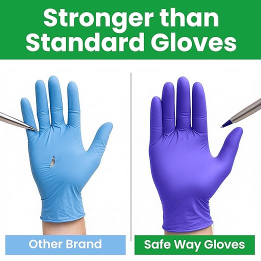 SafeWay Nitrile Disposable Gloves — Multi-Purpose Powder-Free, Non-Latex, Medical Use, and Textured Fingertips for Food Prep, Cleaning, Tattoo, Nursing, Lab, Examination, & More — (6000 pcs, Small)