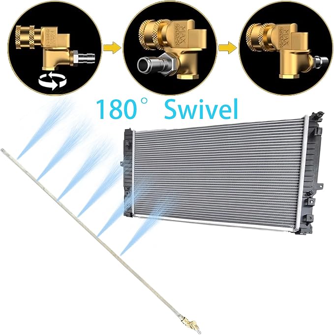 AIWS 100cm Radiator Cleaning Wand, Stainless Steel, 39 Inch, 6 Nozzles, 1600PSI Max, Radiator Flush Cleaner Tool, Gutter Cleaning Tool