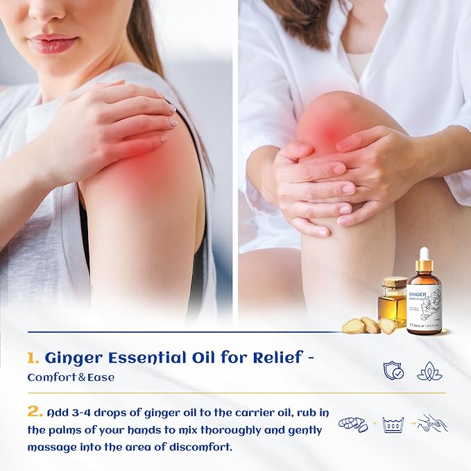 HIQILI 1 Fl Oz Ginger Oil, Ginger Essential Oil for Hair, Massage, Skin - 30ml
