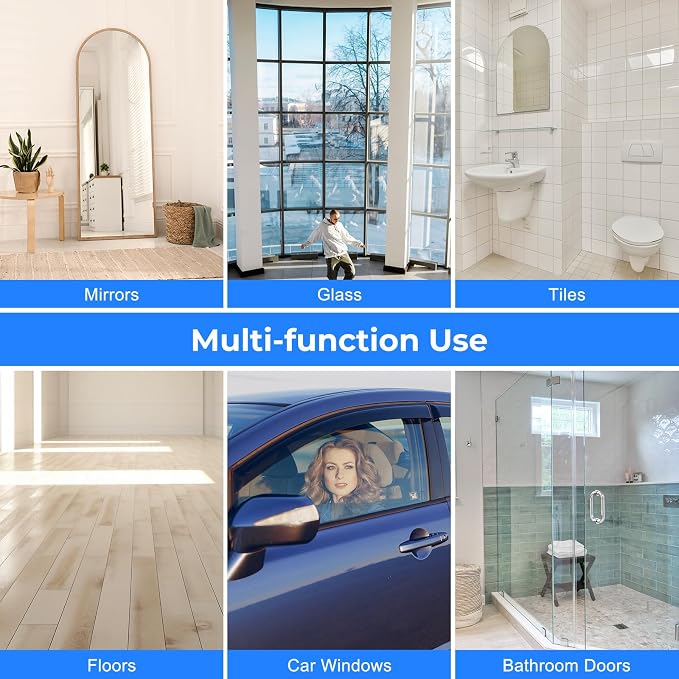 wlich Shower Squeegee with Long Handle, Telescoping Window and Floor Wiper | Silicone Blade, 9.45-48.03 In Extendable Pole, Washable Replaceable Pads, For Glass, Mirrors, Tile, Bathroom, Smooth Floors