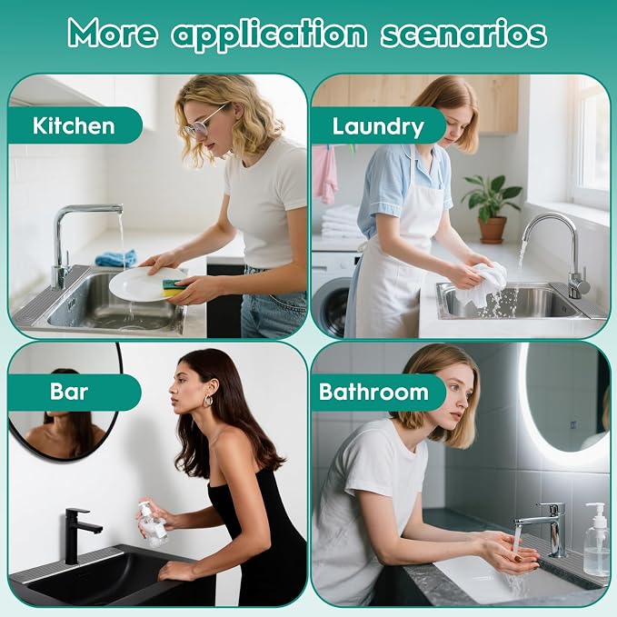 16 Inch Stone Faucet Mat for Kitchen Sink,Kitchen Sink Splash Guard-Water Absorbing Stone Tray for Sink,Super Absorbent, Diatomite Protector with Drainage for Kitchen Bathroom Counter(Light Grey）