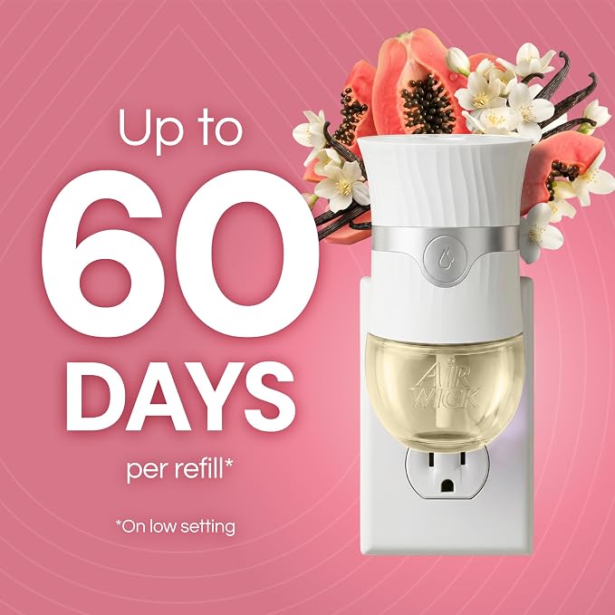 Air Wick Plug-In Scented Oil Refills, 10 Count, Vanilla and Pink Papaya, Air Freshener, Essential Oils, Eco Friendly