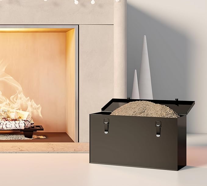 Fire Beauty Galvanized Steel Fire Starter Fireplace Storage Box(Large) | Galvanized Steel Rust Resistance, Oak Anti-Scald Handle, Multi-Scene Household Storage