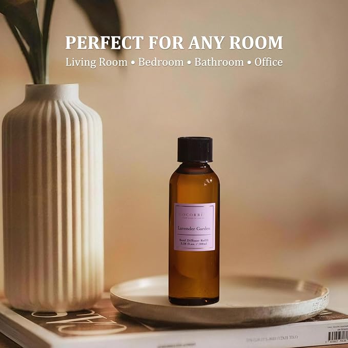 Reed Diffuser Refill Set, 10.2oz Scented Oil Refill 3 Pack, Cashmere Vanilla, Ocean Mist, Lavender Garden, Long Lasting Oil Diffuser Refill with 18 Sticks for Bathroom & Bedroom