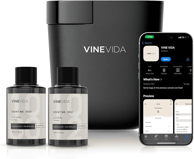 VINEVIDA Prime Plug-in Diffuser for Home & Office | Fragrance Oil Diffuser - Cold Air Diffuser for Essential Oils | Scent Machine (2 Hotel Scents Included)