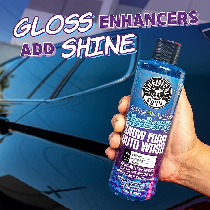 Chemical Guys, Big Mouth Foam Cannon & Blueberry Snow Foam Wash Soap Kit | Pressure-washer foam cannon paired with blueberry snow foam soap for thick, clinging, scratch-free suds