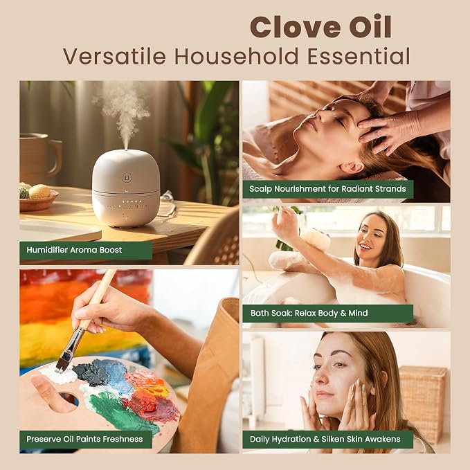 HIQILI Clove Essential Oil for Diffusers for Home, DIY, Large Capacity | Large volume ideal for soap making and cleaning solutions, A professional choice for creative projects - 500ml / 16.9 fl oz