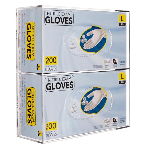 Double Glove Box Holder Wall Mount, Side-Load Acrylic Glove Dispenser - Clear Medical Storage Organizer for Lab, Hospital, Kitchen,- 10 x 3.54 x 10.6 IN - Quick Access & Easy Refill