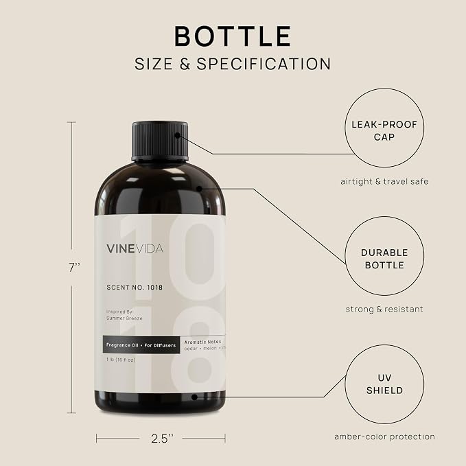VINEVIDA (16oz) Hotel Fragrance Collection Diffuser Oil - Hotel Scents Diffusers for Home - Cold Air Diffuser Oil - Hotel Scent Essential Oil - Scent No.1018 Inspired by Ritz Carlton Hotel
