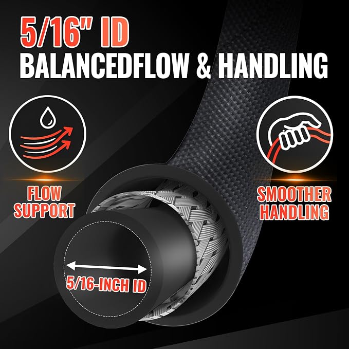 YAMATIC 5/16" Pressure Washer Hose 50FT, 4000 PSI Steel Wire Braided with 360 Swivel 3/8" Quick Connect, Hot Water 212°F Commercial Power Washer Hose for Simpson DeWalt Generac Troy-Bilt