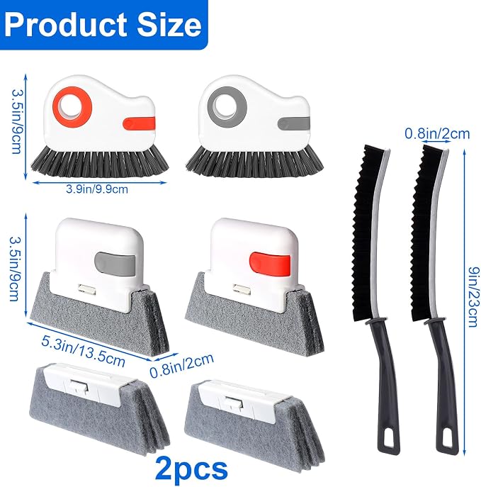 Window Track Cleaning Tools,Window Sill Cleaner Tool Kit,8 Pcs | Sliding Door Track Cleaner,Groove Crevice Seal Cleaning Brush for Tile Lines/Shutter/Car Vents/Air Conditioner/Keyboard