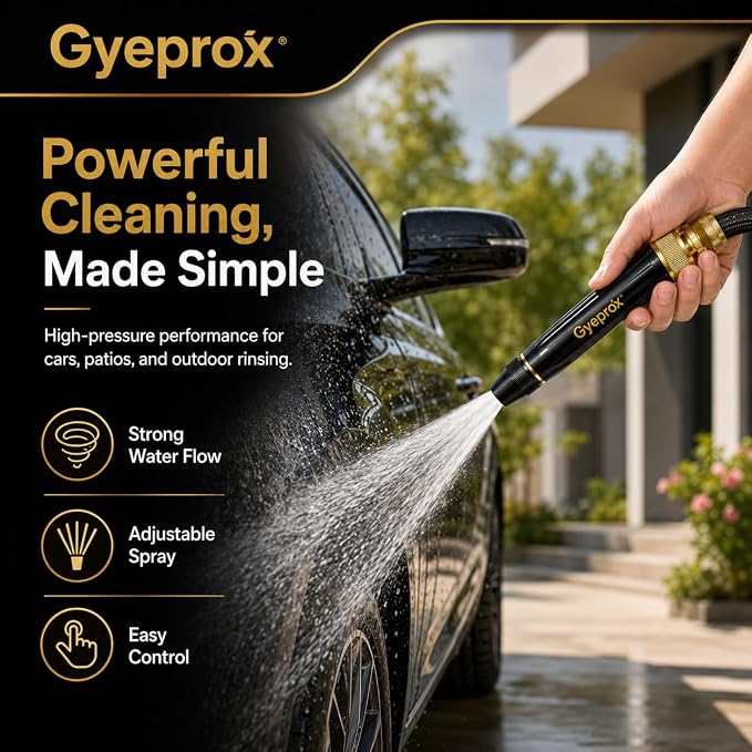High Pressure Water Hose Nozzle for Garden Hose, Upgraded All Metal Jet Power Washer Nozzle, Heavy Duty Twist Adjustable Spray Nozzle for Car Wash, Patio, Lawn, Driveway and Outdoor Cleaning