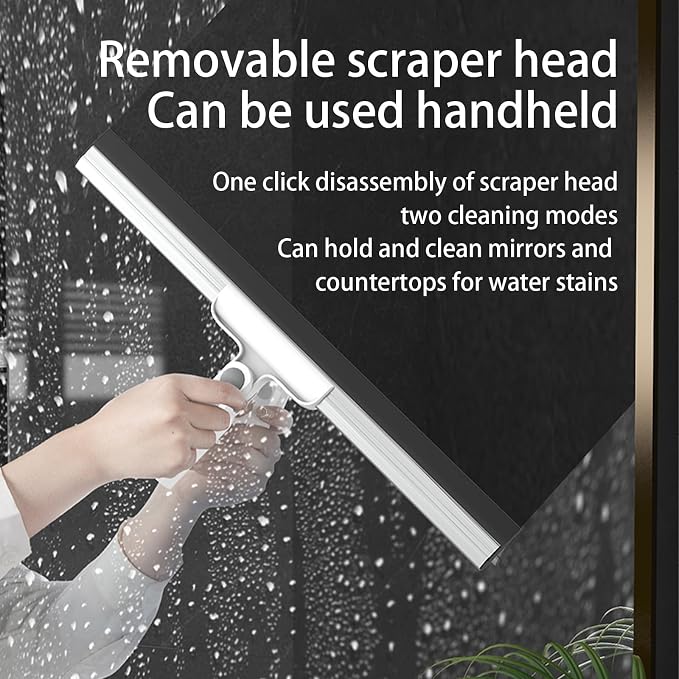 Floor Squeegee with 13.8" Silicone Blade and 52" Aluminum Handle, Water Squeegee Broom for Bathroom, Shower, Tile, Garage, Deck and Window Cleaning – LJGG (Gray/White)