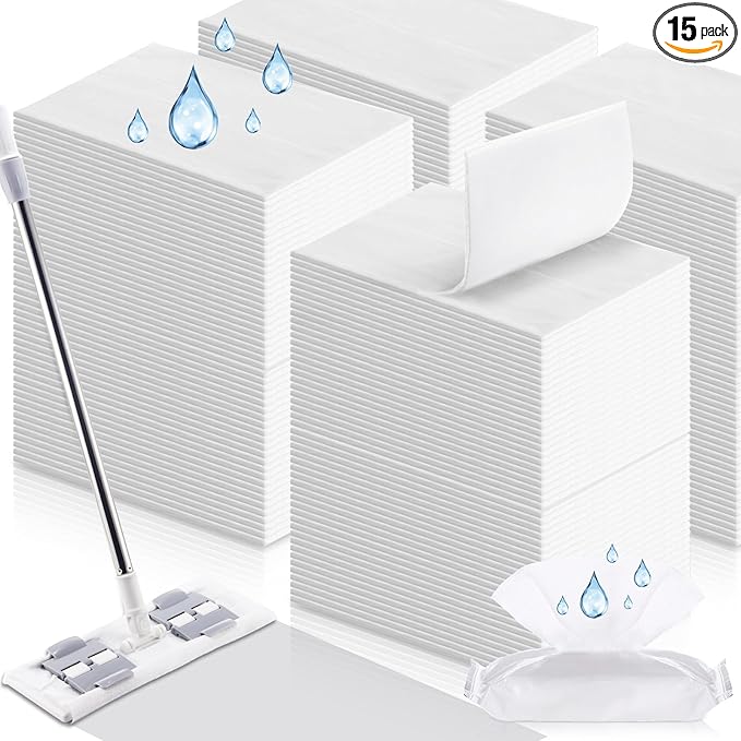 300 Counts Sweeper Wet Mopping Cloths 17.7 x 11.8'' X Large Wet Mop Pads Refills XL Disposable Floor Wipes Duster for Sweeping Scrubbing Cleaning Dry Wood Hardwood Tile