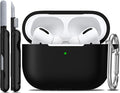 R-fun for AirPods Pro 2 Case, Soft Silicone Protective Cover with Cleaning Kit & Keychain, Support Wireless Charging, Compatible with Apple AirPods Pro 2nd/1st 1st Generation, Black