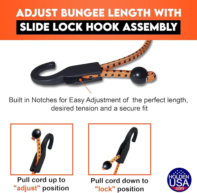 Holden USA - Adjust-A-Hook Ladder Bungee - Ladder Stabilizer Hook – Secure Ladder Safety Support for Roofs, Gutters, and Painting Prep – Durable Ladder Hook Attachment for Roofing and Gutter Work
