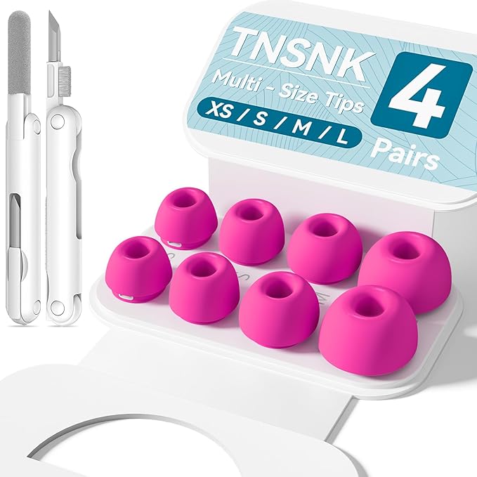 4 Pairs Replacement Ear Tips for AirPods Pro 1st /2nd (Rose red) | with Noise Reduction Hole,Built-in dust Guard Screen Silicone Ear Tips with Cleaning Pen
