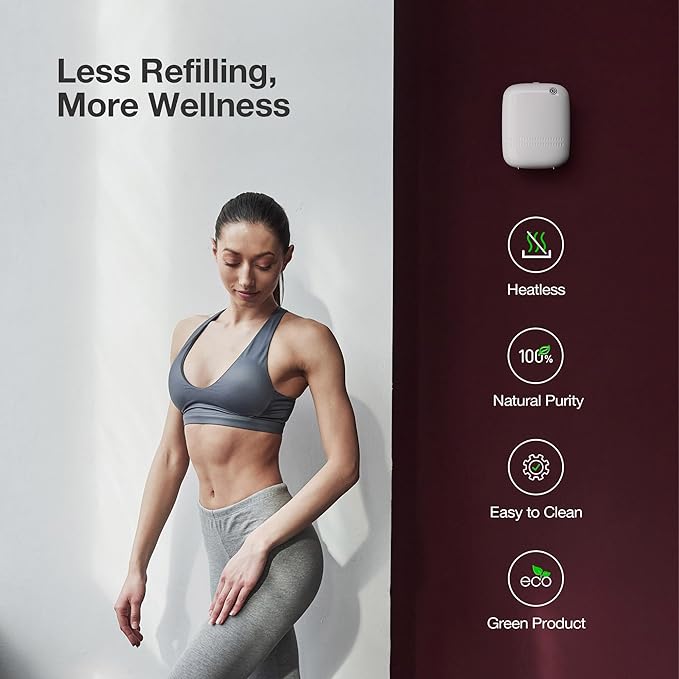Airversa ANW Smart Waterless Essential Oil Diffuser for Large Room, White | Up to 2000 sq ft, App Control, Cold Air, 400mL, DC-12V/1A Plug in Wall, Smart Scent Air Machine, for Home & Commercial Spaces