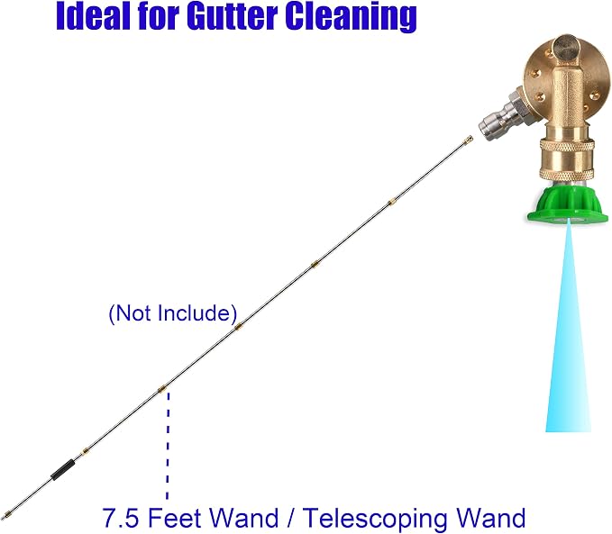 Tool Daily Pressure Washer Pivoting Coupler, Gutter Cleaner Attachment | 240 Degree with 7 Angles for Power Washer Nozzle Tips, 1/4 Inch Quick Connect, 4500 PSI
