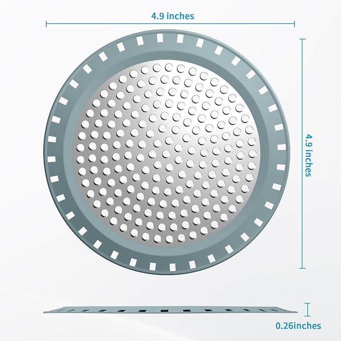Shower Drain Hair Catcher,Aluvor Shower Drain Cover Bathtub Drain Strainers Weighted Metal Hair Trap Stopper Sink Protector Filter Bathroom Flat Strainer Stopper (Greyishblue) | Weighted Metal Hair Trap Stopper Sink Drain Protector Filter Bathroom Flat...
