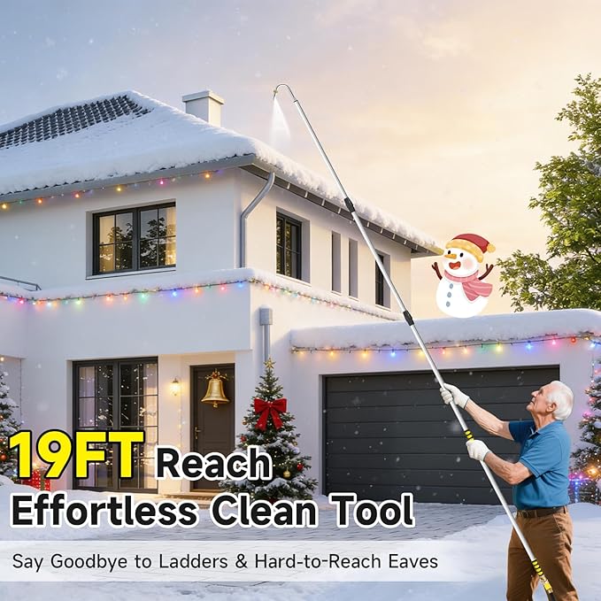 Gutter Cleaning Tools, 12ft(20ft Reach) Gutter Cleaner Tools From the Ground with Hose Attachment, Rain Gutters Cleaning Wand with Heavy-Duty Head for 2nd Story House